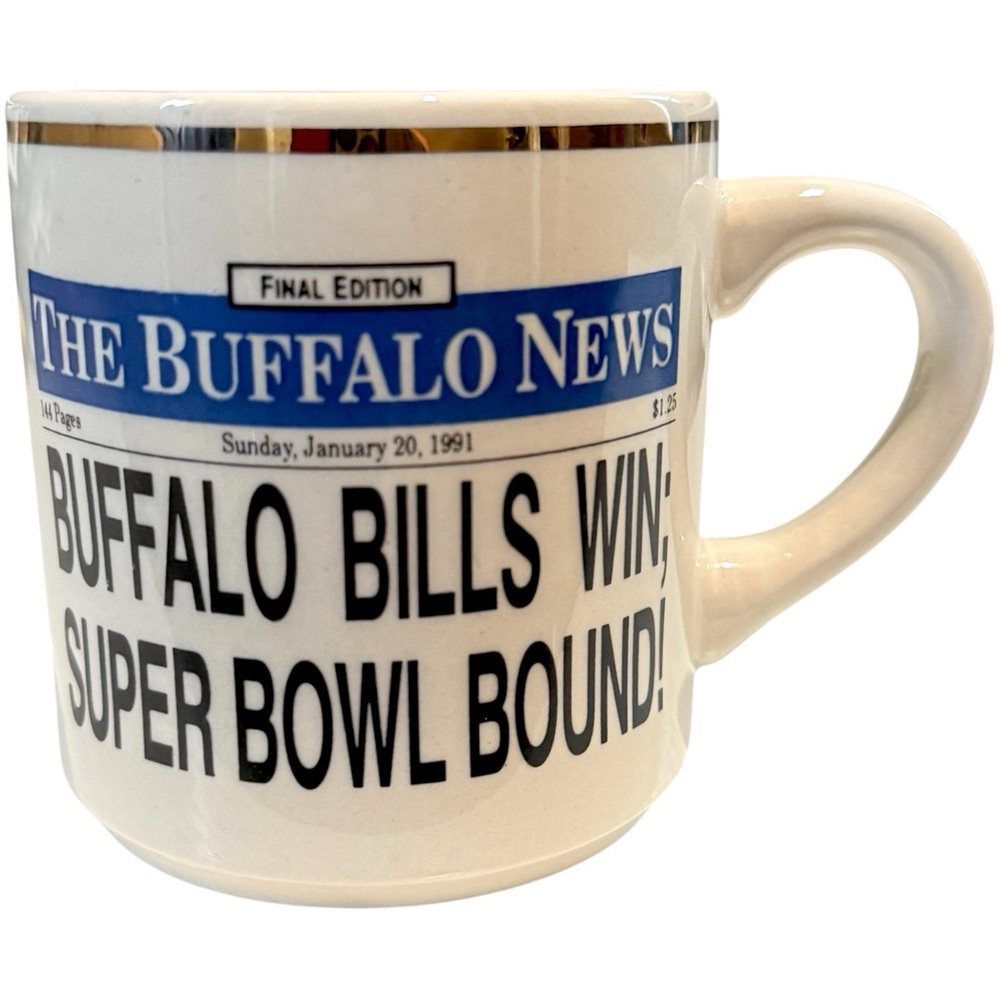 Vintage 1991 Buffalo Bills Super Bowl XXV Coffee Mug Buffalo News Super Bowl